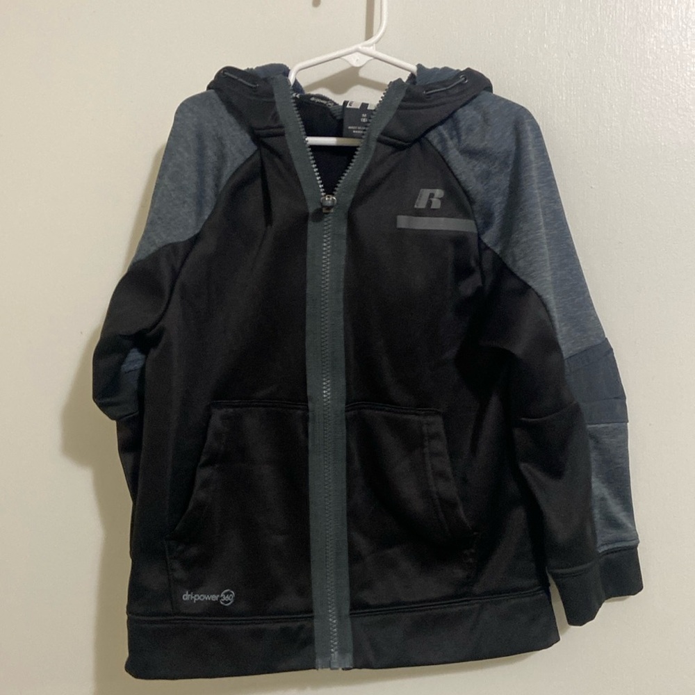 Russell boys jacket size 8 black gray dri power 360